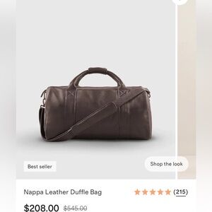 Nappa Leather Brown Duffle Bag with flawed strap